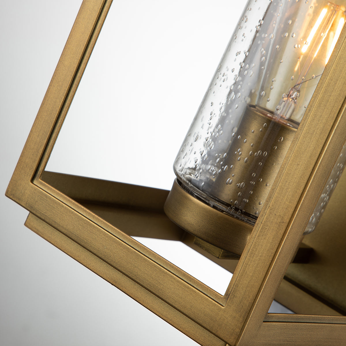 Quintiesse Atwater Medium Wall Lantern, Painted Distressed Brass IP44 – from Amos Lighting + Home
