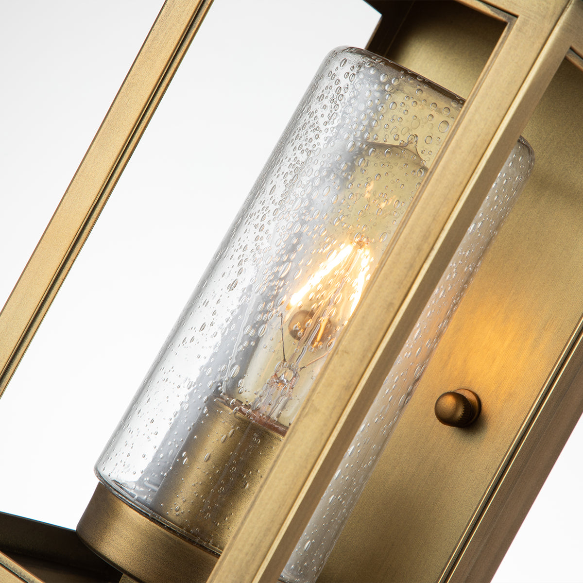 Quintiesse Atwater Small Wall Lantern, Painted Distressed Brass IP44 – from Amos Lighting + Home