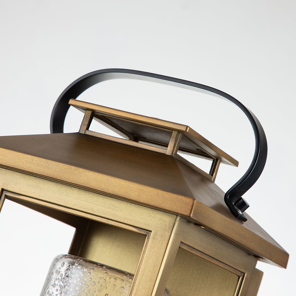 Quintiesse Atwater Small Wall Lantern, Painted Distressed Brass IP44 – from Amos Lighting + Home