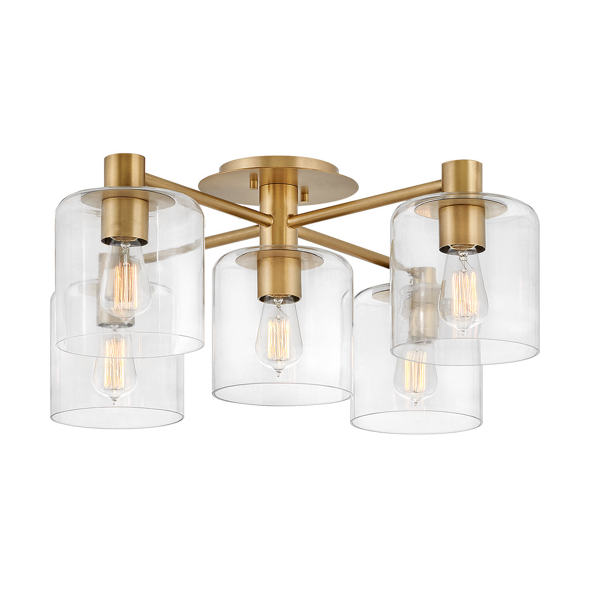 Quintiesse Axel 5 Light Semi-flush Mounted Ceiling Heritage Brass – from Amos Lighting + Home
