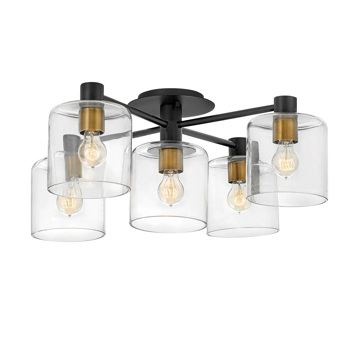 Quintiesse Axel 5 Light Semi-flush Mounted Ceiling Light Black – from Amos Lighting + Home
