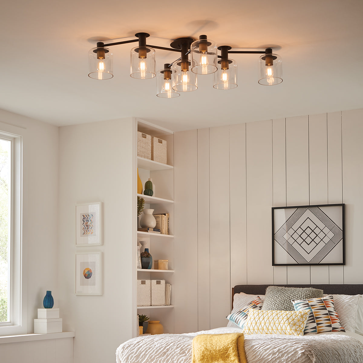 Quintiesse Axel 7 Light Semi-flush Mounted Ceiling Black – from Amos Lighting + Home