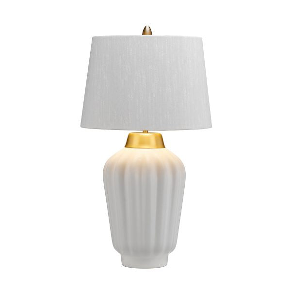 Quintiesse Bexley Table Lamp White & Brushed Brass – from Amos Lighting + Home