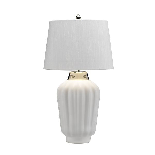 Quintiesse Bexley Table Lamp White & Polished Nickel – from Amos Lighting + Home