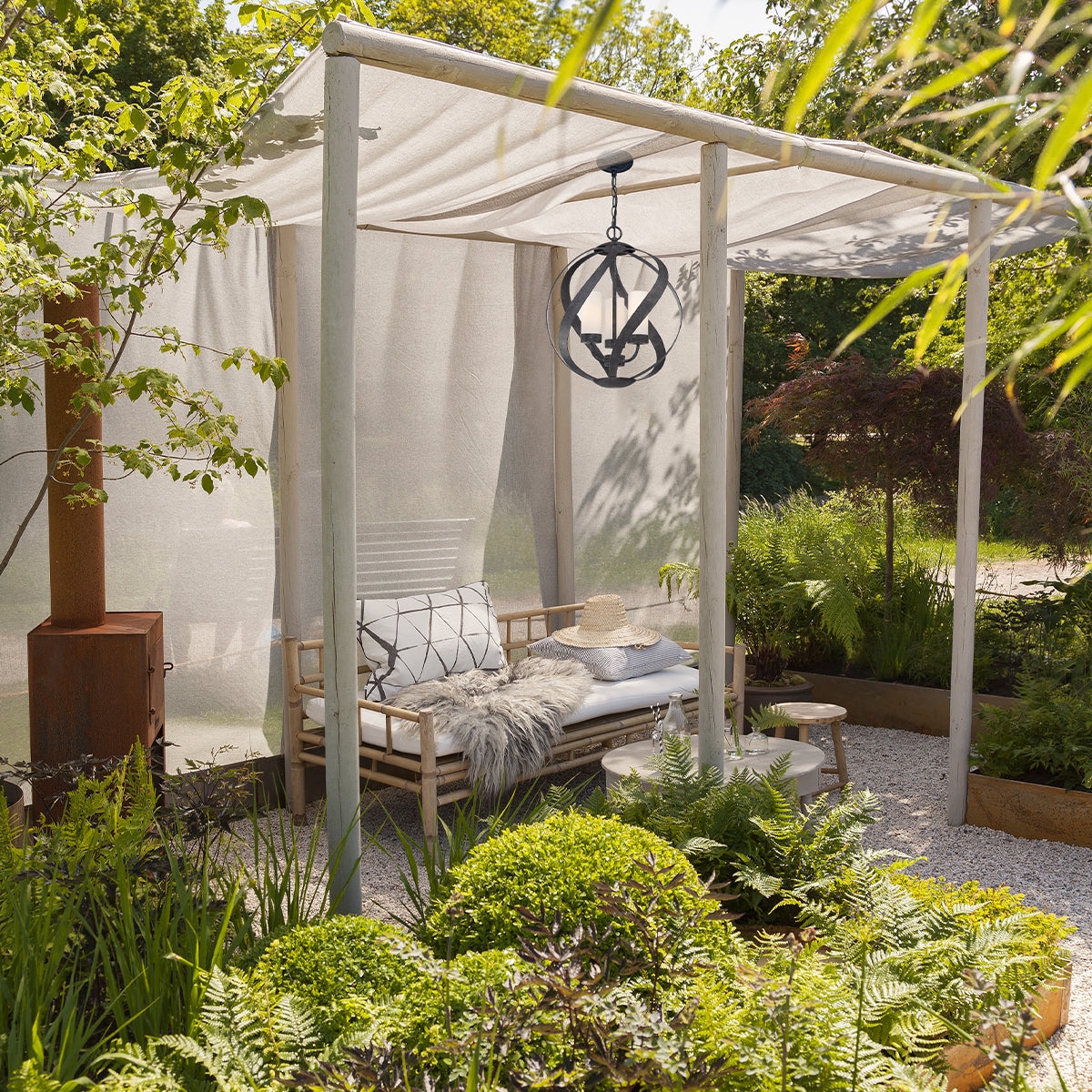 Quintiesse Blacksmith 3 lt Ironwork Indoor/Outdoor Chandelier IP44 – from Amos Lighting + Home