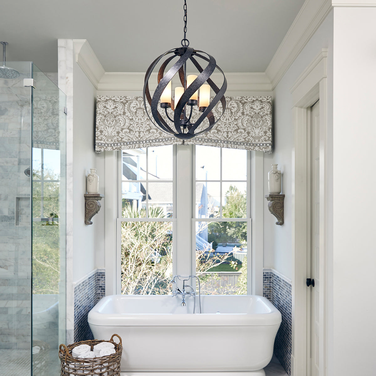 Quintiesse Blacksmith 4 lt Ironwork Indoor/Outdoor Chandelier IP44 – from Amos Lighting + Home