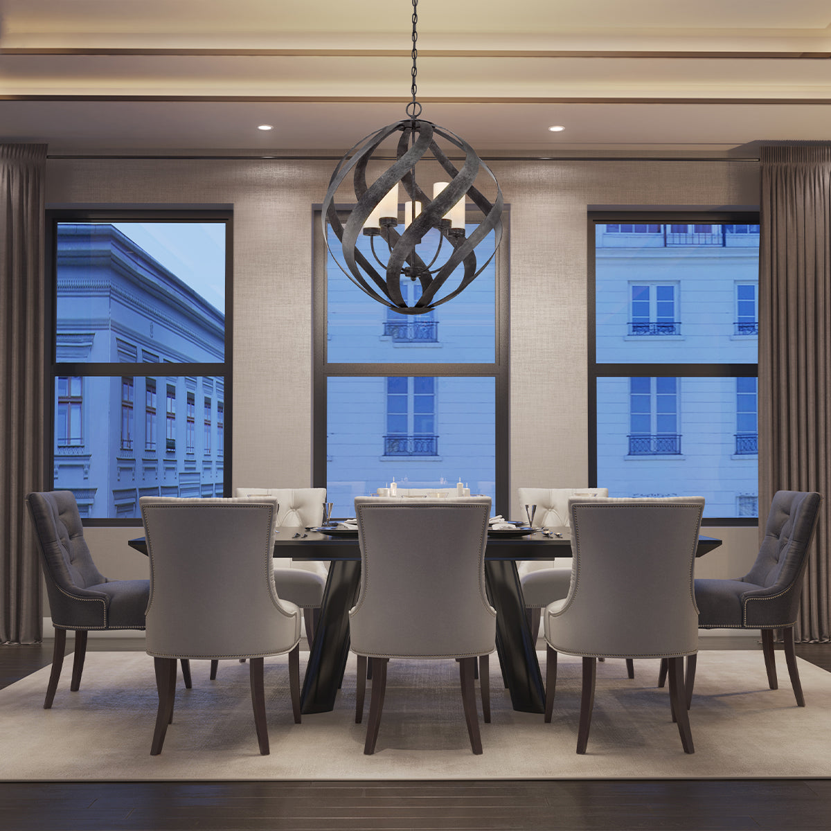 Quintiesse Blacksmith 5 lt Ironwork Indoor/Outdoor Chandelier IP44 – from Amos Lighting + Home