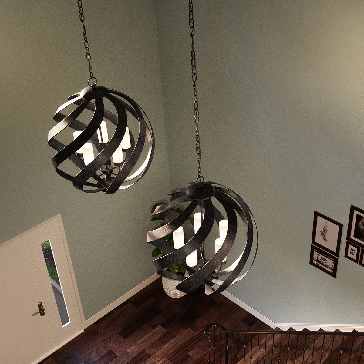 Quintiesse Blacksmith 5 lt Ironwork Indoor/Outdoor Chandelier IP44 – from Amos Lighting + Home