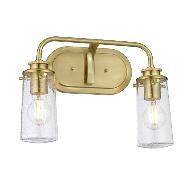 Quintiesse Braelyn 2 Light Wall Light Brushed Brass IP44 – from Amos Lighting + Home