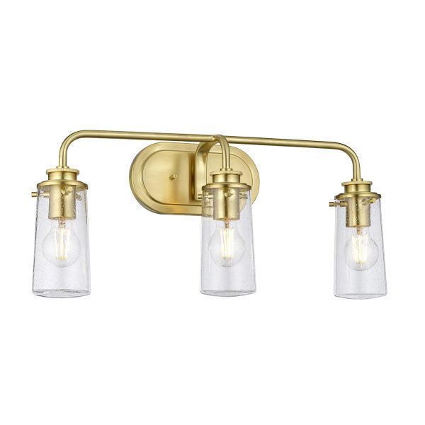 Quintiesse Braelyn 3 Light Wall Light Brushed Brass IP44 – from Amos Lighting + Home