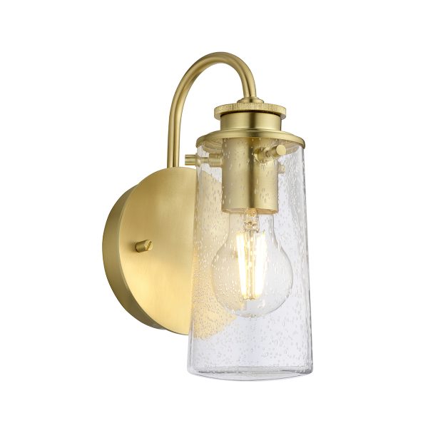 Quintiesse Braelyn Wall Light Brushed Brass IP44 – from Amos Lighting + Home