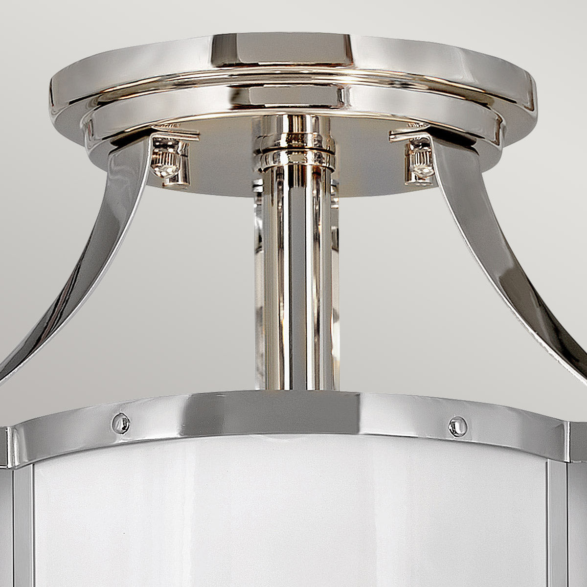 Quintiesse Chance Art Deco Ceiling Light Polished Nickel and White – from Amos Lighting + Home