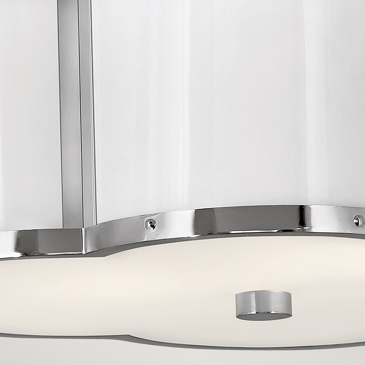 Quintiesse Chance Art Deco Ceiling Light Polished Nickel and White – from Amos Lighting + Home