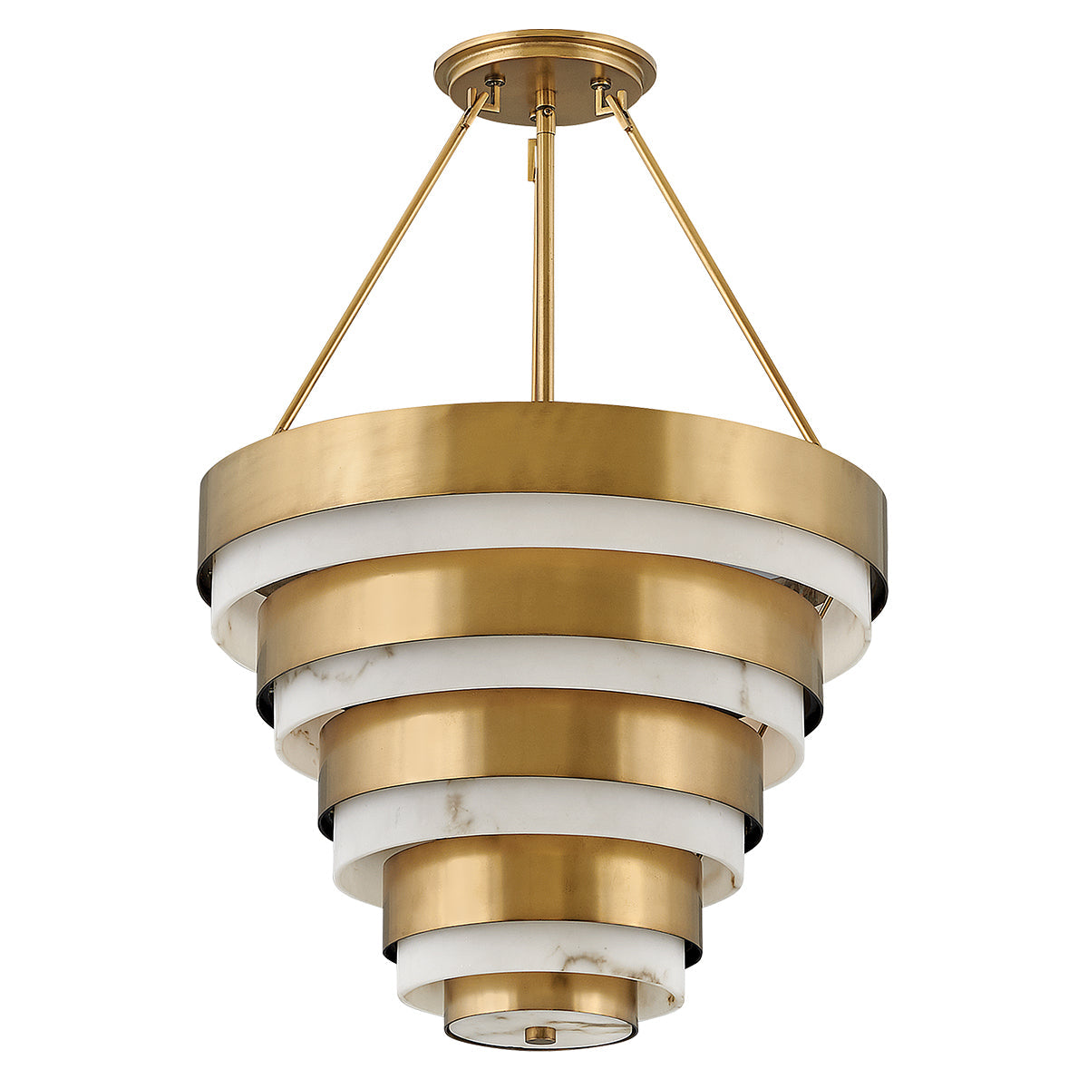 Quintiesse Echelon 4 lt Pendant, Heritage Brass & Faux Alabaster – from Amos Lighting + Home