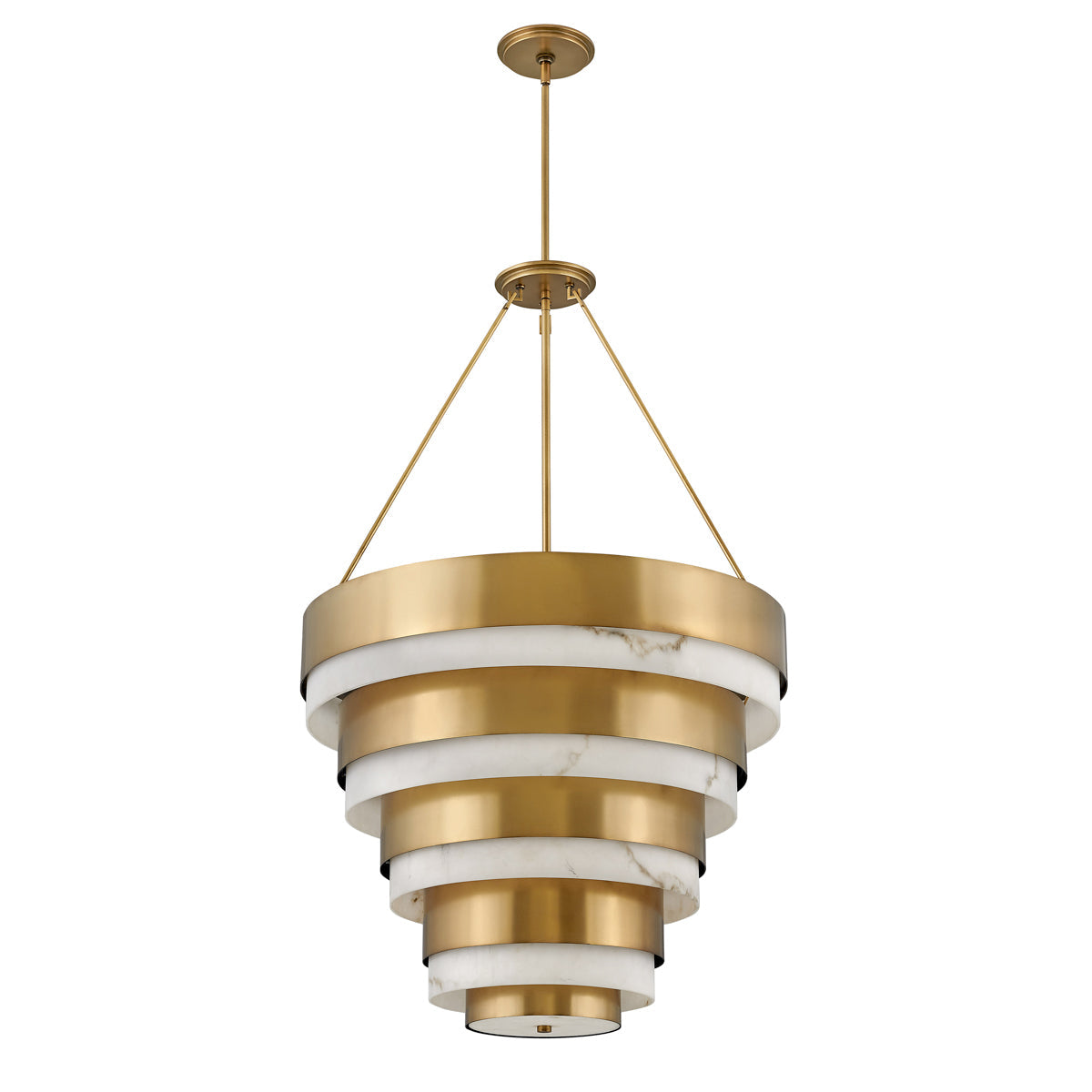 Quintiesse Echelon 8 lt Pendant, Heritage Brass and Faux Alabaster – from Amos Lighting + Home