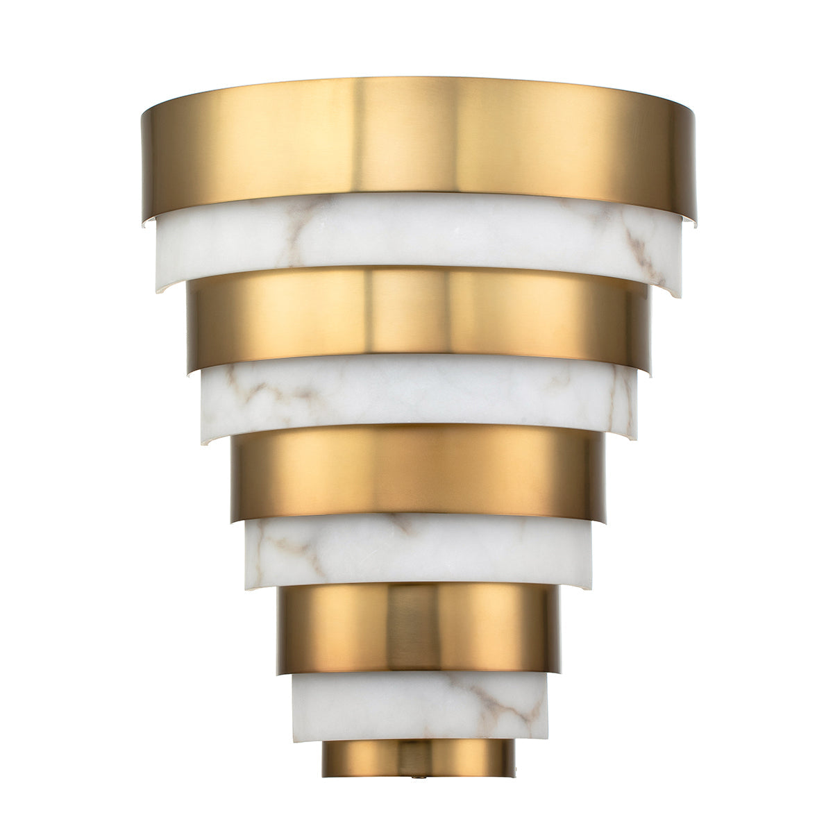 Quintiesse Echelon LED Wall Light, Heritage Brass & Faux Alabaster – from Amos Lighting + Home
