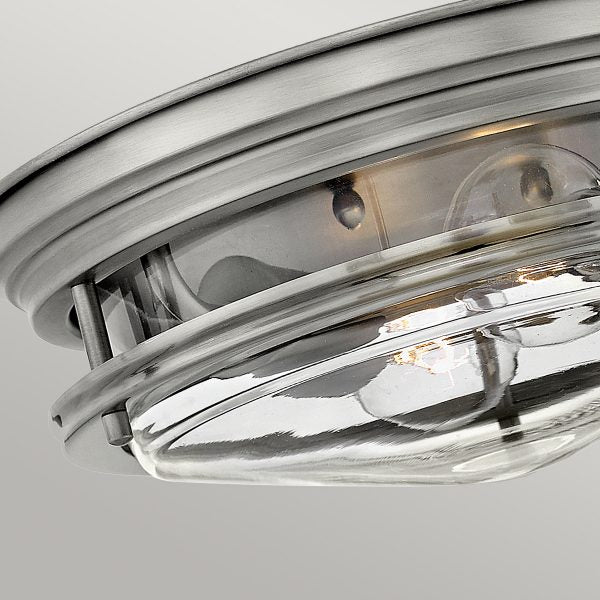 Quintiesse Hadrian Flush Ceiling Light Clear Glass, Antique Nickel – from Amos Lighting + Home