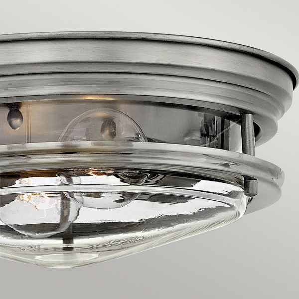 Quintiesse Hadrian Flush Ceiling Light Clear Glass, Antique Nickel – from Amos Lighting + Home