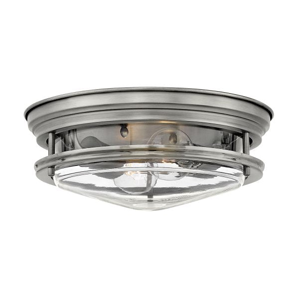 Quintiesse Hadrian Flush Ceiling Light Clear Glass, Antique Nickel – from Amos Lighting + Home