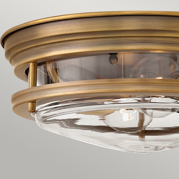 Quintiesse Hadrian Flush Ceiling Light Clear Glass, Brushed Bronze – from Amos Lighting + Home