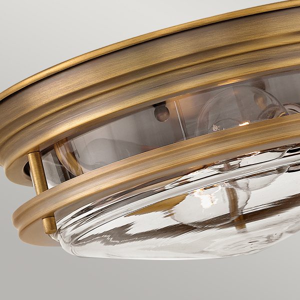 Quintiesse Hadrian Flush Ceiling Light Clear Glass, Brushed Bronze – from Amos Lighting + Home