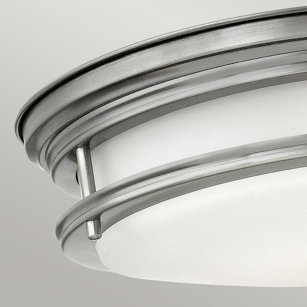 Quintiesse Hadrian Flush Ceiling Light Opal Glass, Antique Nickel – from Amos Lighting + Home