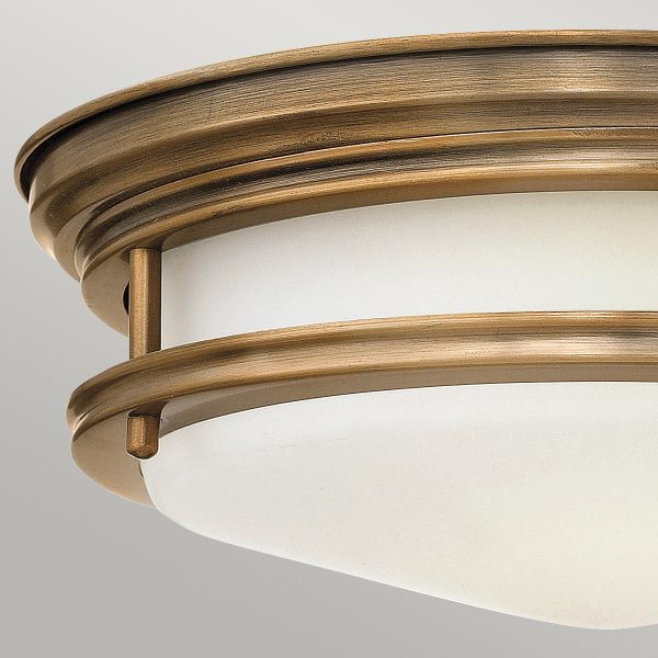 Quintiesse Hadrian Flush Ceiling Light Opal Glass, Brushed Bronze – from Amos Lighting + Home