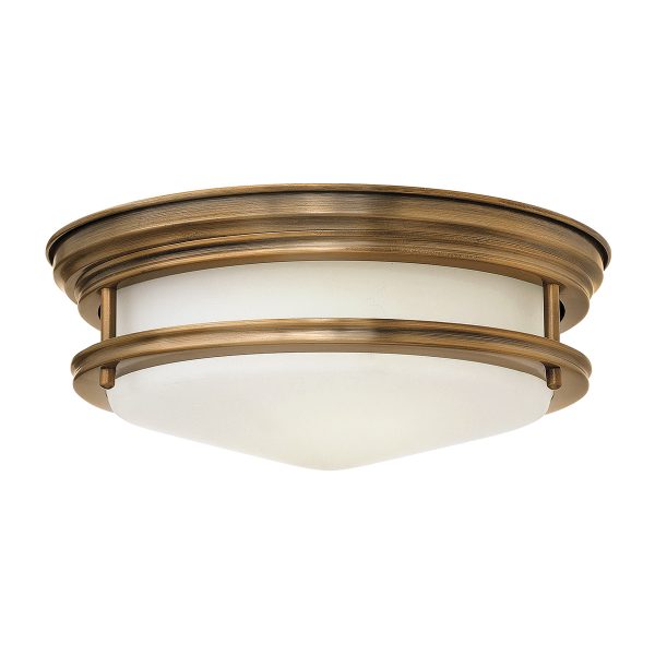 Quintiesse Hadrian Flush Ceiling Light Opal Glass, Brushed Bronze – from Amos Lighting + Home