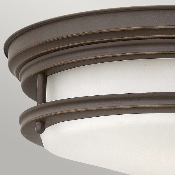 Quintiesse Hadrian Flush Ceiling Light Opal Glass, Oil Rubbed Bronze – from Amos Lighting + Home