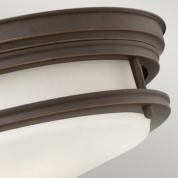 Quintiesse Hadrian Flush Ceiling Light Opal Glass, Oil Rubbed Bronze – from Amos Lighting + Home