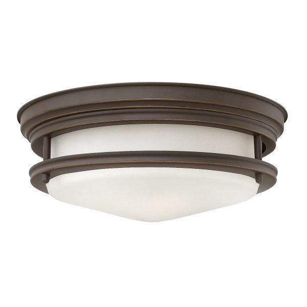 Quintiesse Hadrian Flush Ceiling Light Opal Glass, Oil Rubbed Bronze – from Amos Lighting + Home