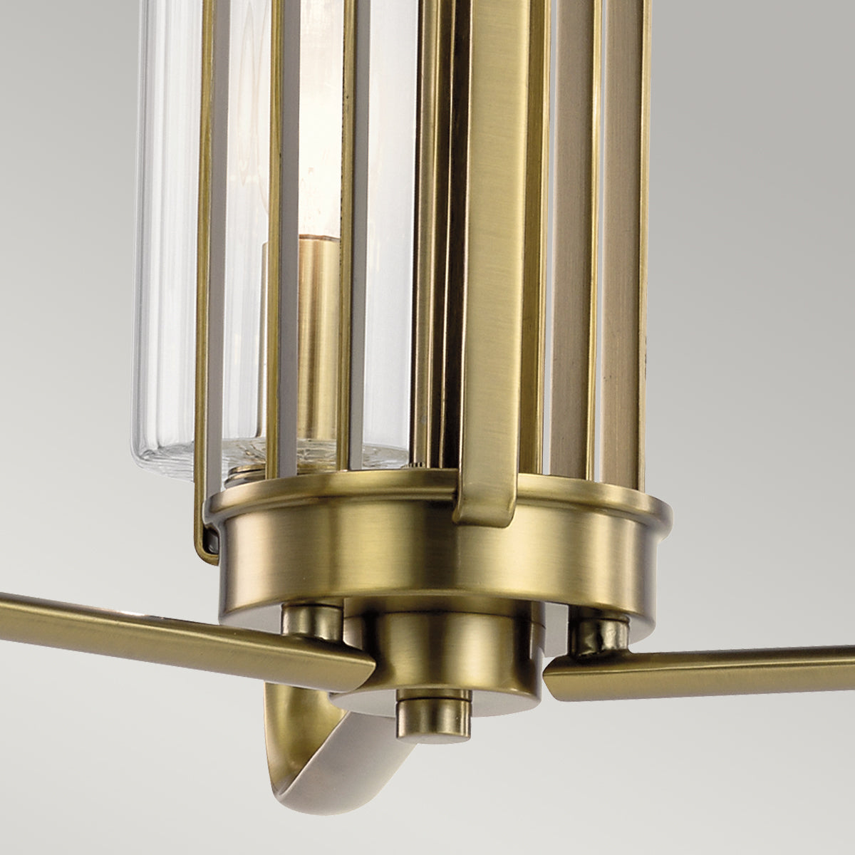 Quintiesse Kimrose 3 lt Art Deco Chandelier Brushed Natural Brass – from Amos Lighting + Home