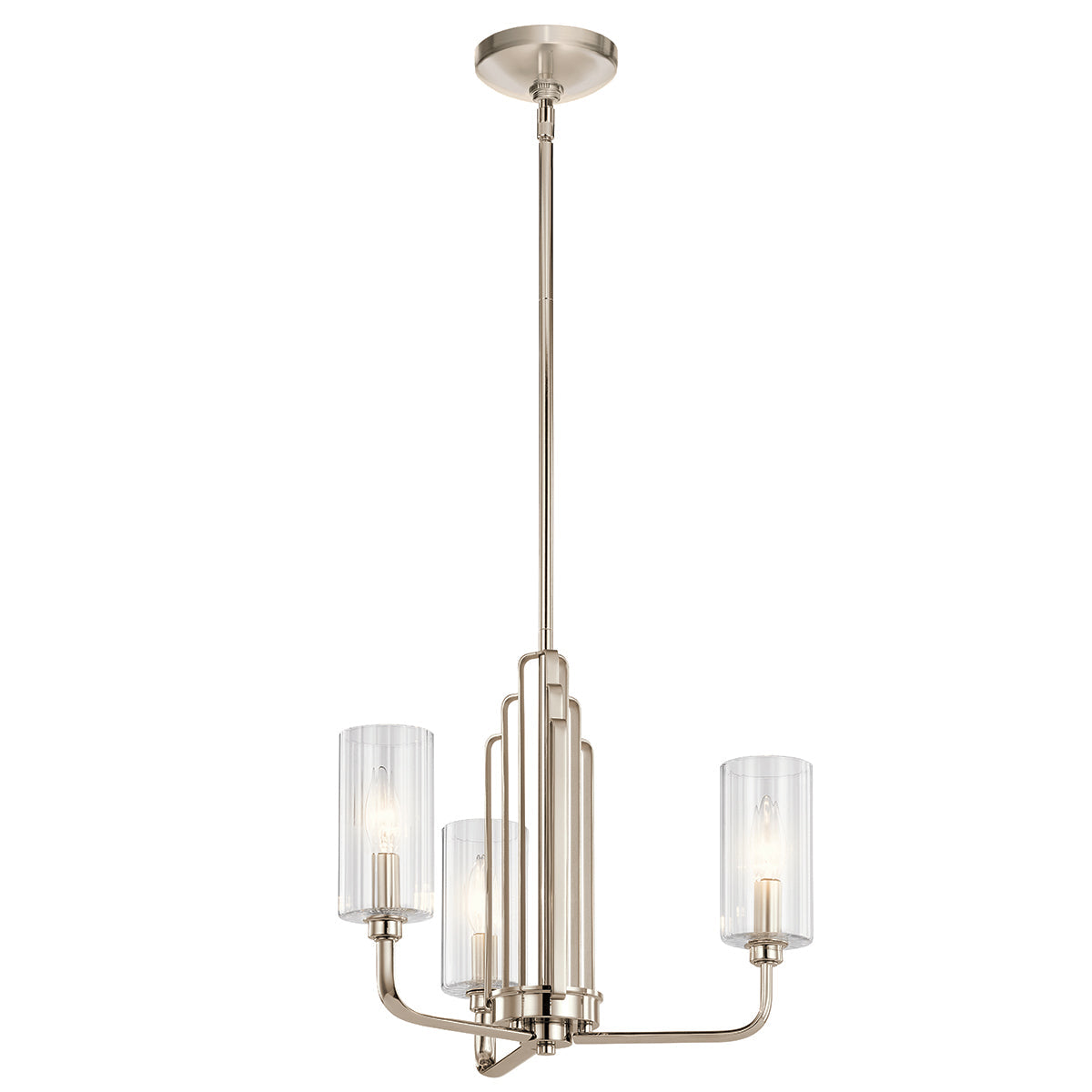 Quintiesse Kimrose 3 lt Art Deco Chandelier Polished Nickel – from Amos Lighting + Home