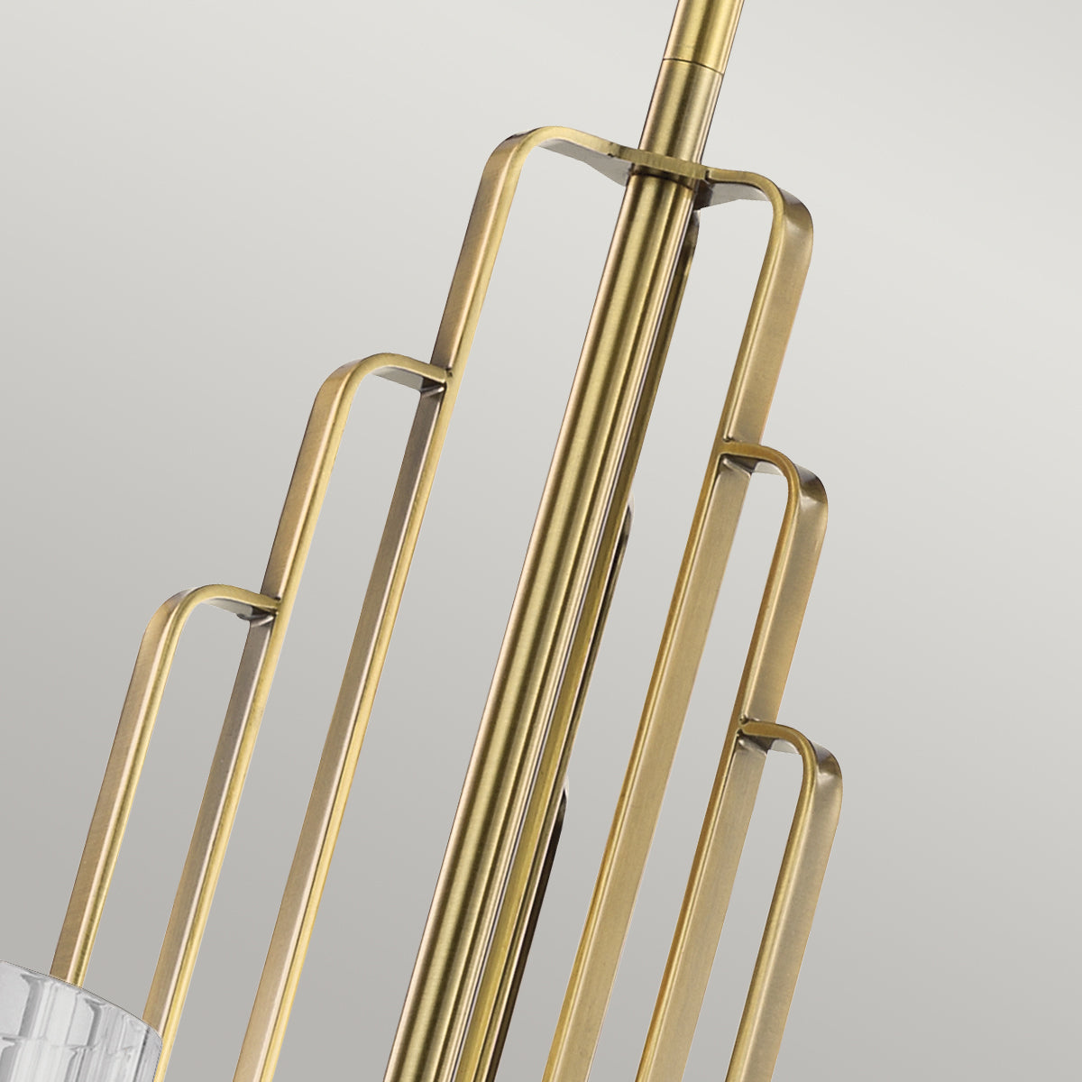 Quintiesse Kimrose 6 lt Art Deco Chandelier Brushed Natural Brass – from Amos Lighting + Home