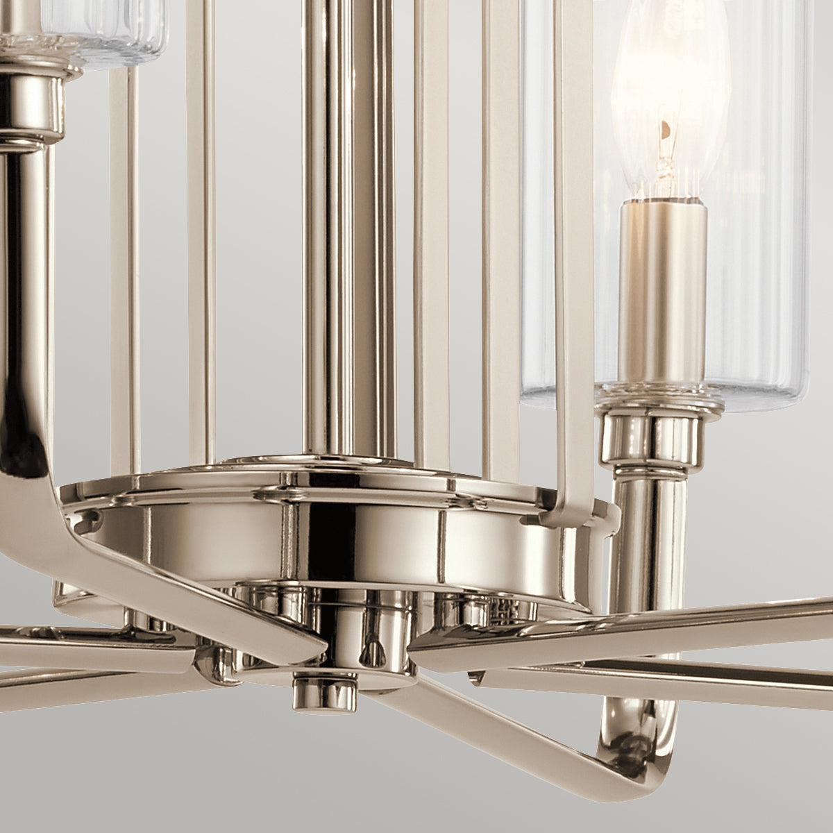 Quintiesse Kimrose 6 lt Art Deco Chandelier Polished Nickel – from Amos Lighting + Home