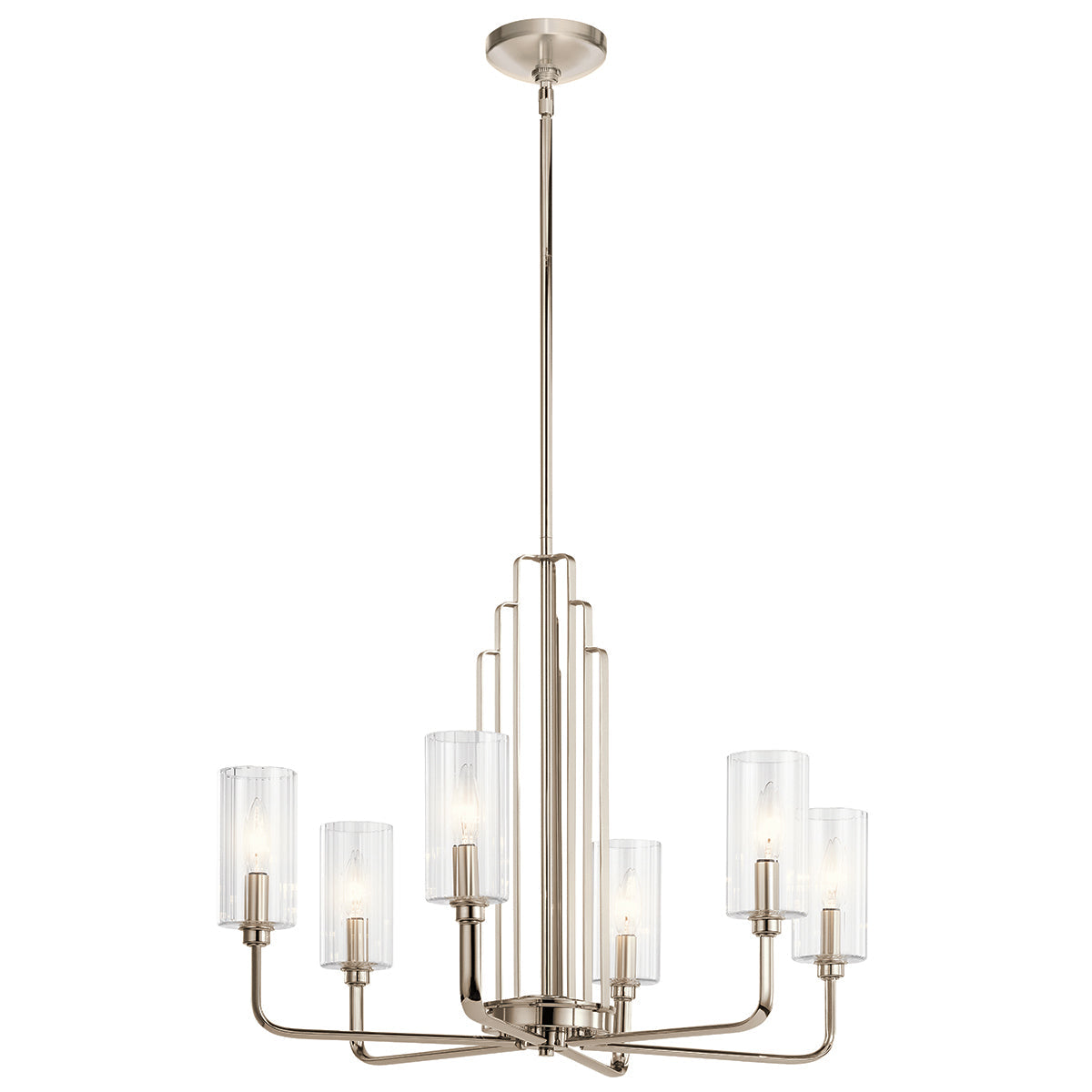 Quintiesse Kimrose 6 lt Art Deco Chandelier Polished Nickel – from Amos Lighting + Home
