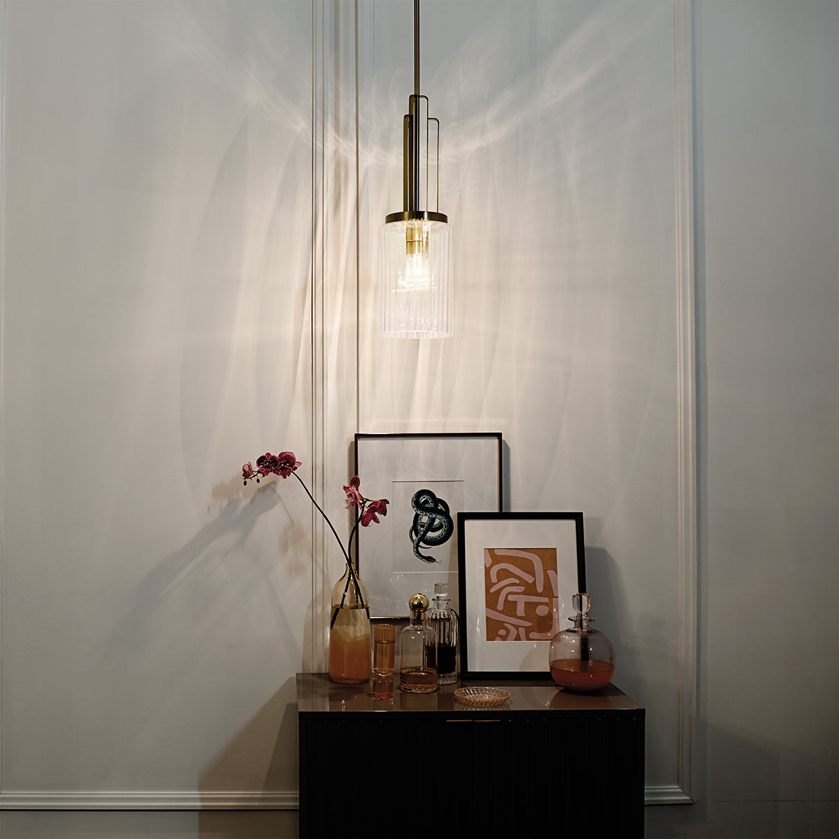 Quintiesse Kimrose Art Deco Mini Pendant Brushed Natural Brass – from Amos Lighting + Home