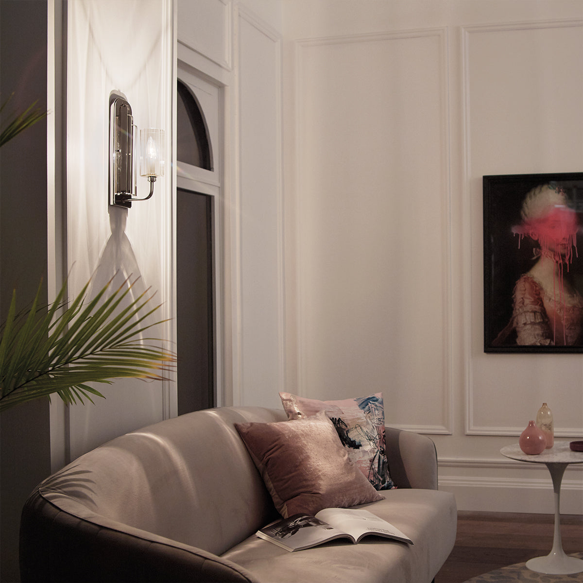 Quintiesse Kimrose Art Deco Wall Light Polished Nickel – from Amos Lighting + Home