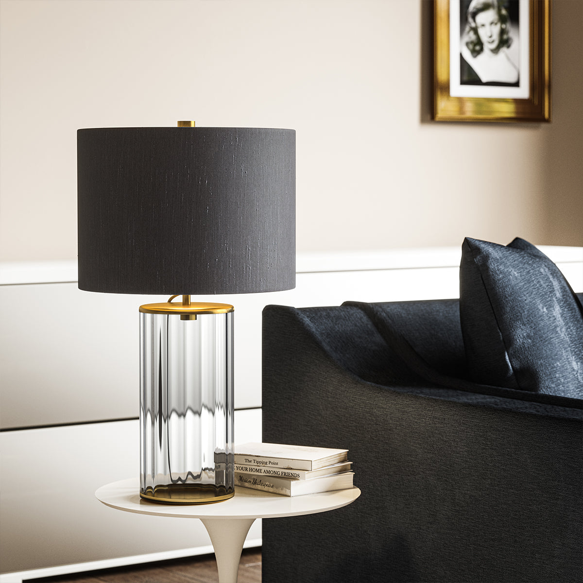 Quintiesse Reno Table Lamp Smoke & Aged Brass – from Amos Lighting + Home