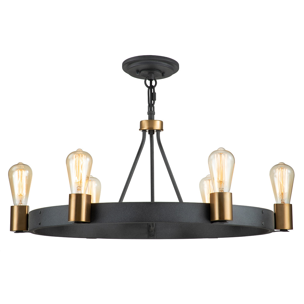 Quintiesse Silas 6 lt Semi-flush/Pendant, Aged Zinc – from Amos Lighting + Home