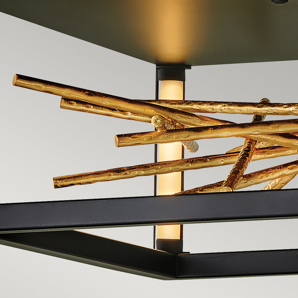 Quintiesse Styx LED Flush Mount Ceiling Light Black with Gilded Gold – from Amos Lighting + Home