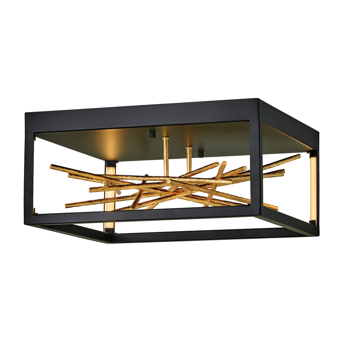 Quintiesse Styx LED Flush Mount Ceiling Light Black with Gilded Gold – from Amos Lighting + Home