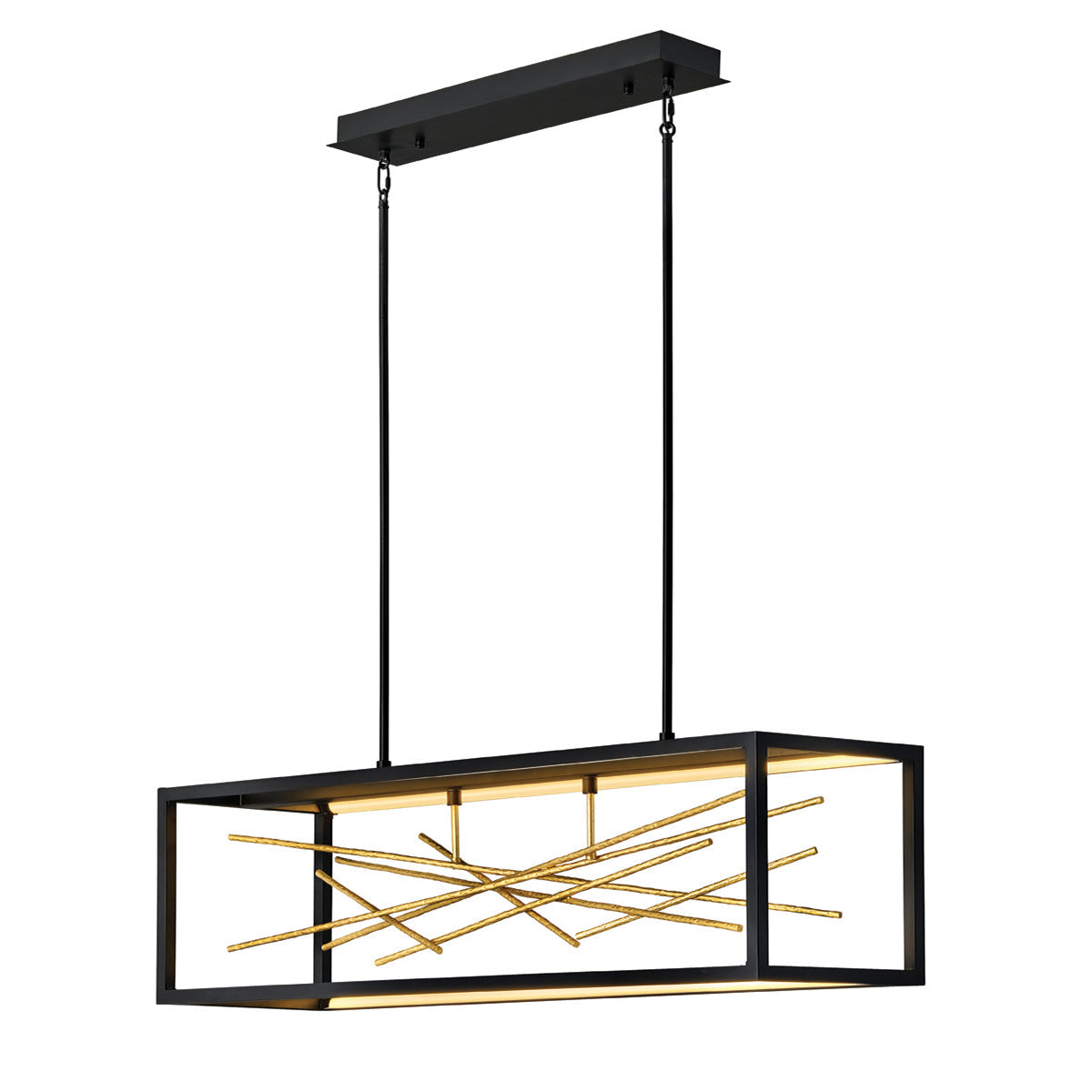 Quintiesse Styx LED Linear Pendant Light Black with Gilded Gold – from Amos Lighting + Home