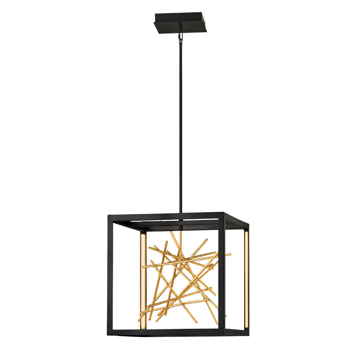 Quintiesse Styx LED Pendant Chandelier Black with Gilded Gold – from Amos Lighting + Home