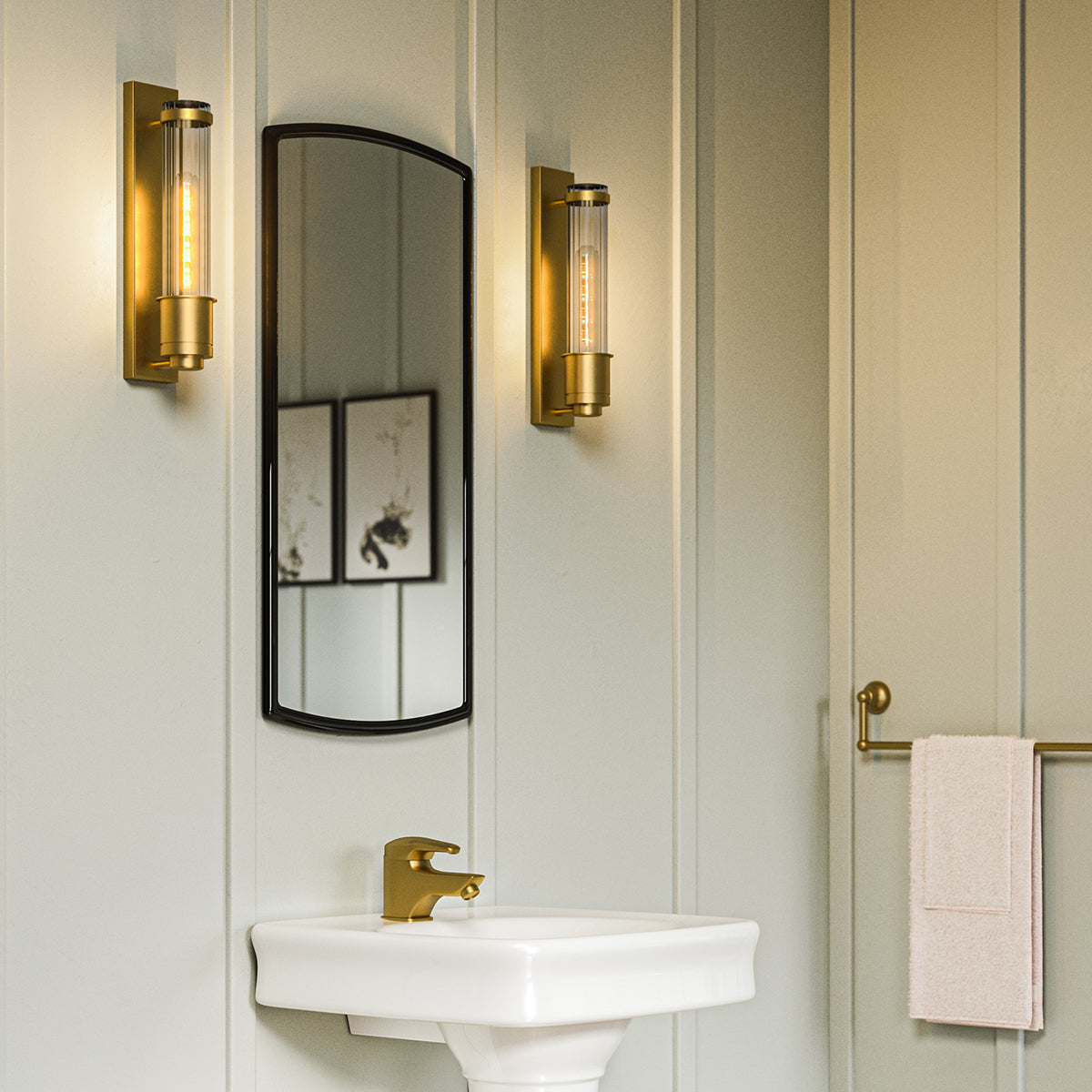 Quintiesse Wellington Bathroom Wall Light Aged Brass – from Amos Lighting + Home