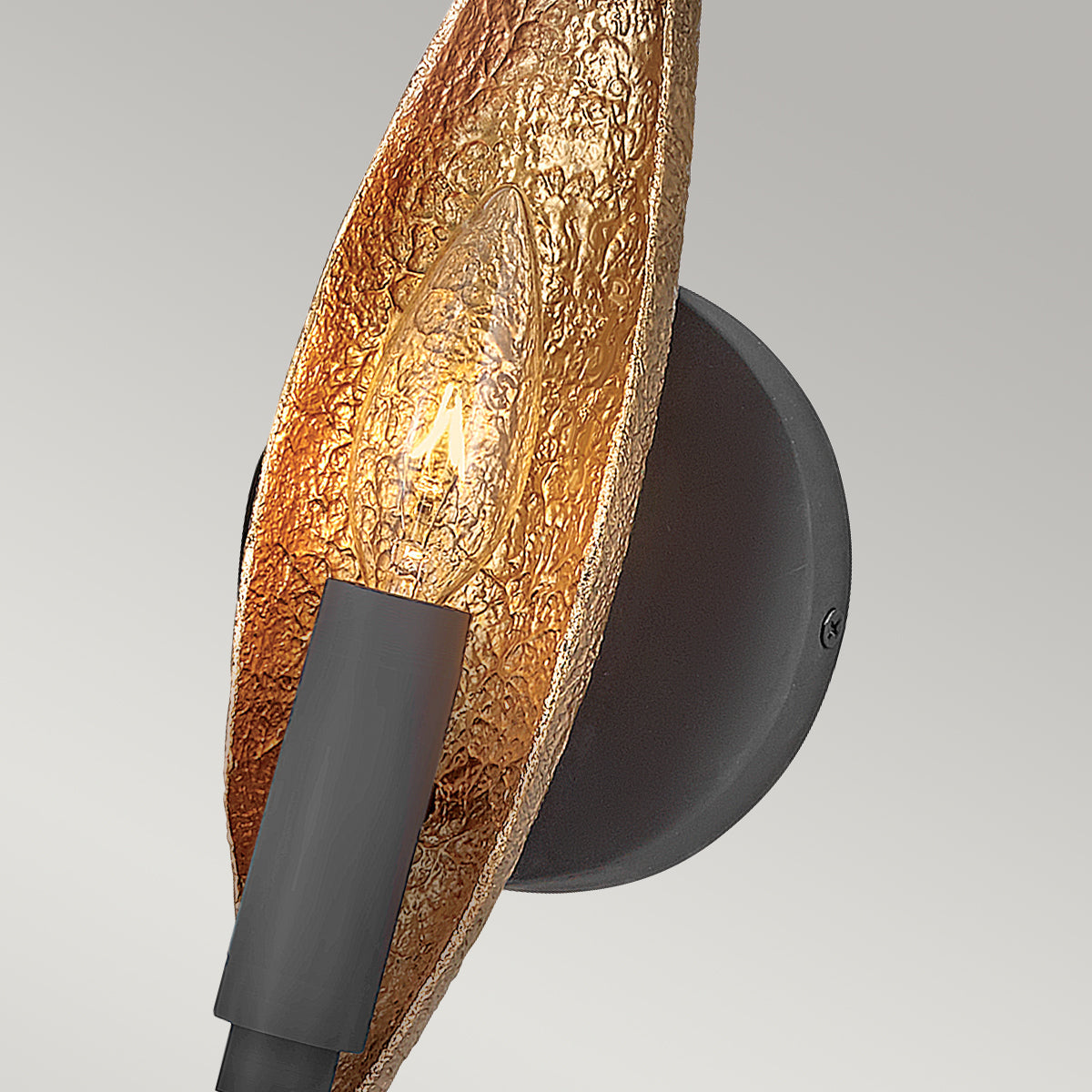 Quintiesse Willow 1 lt Wall Light Carbon Black with Deluxe Gold Finish – from Amos Lighting + Home