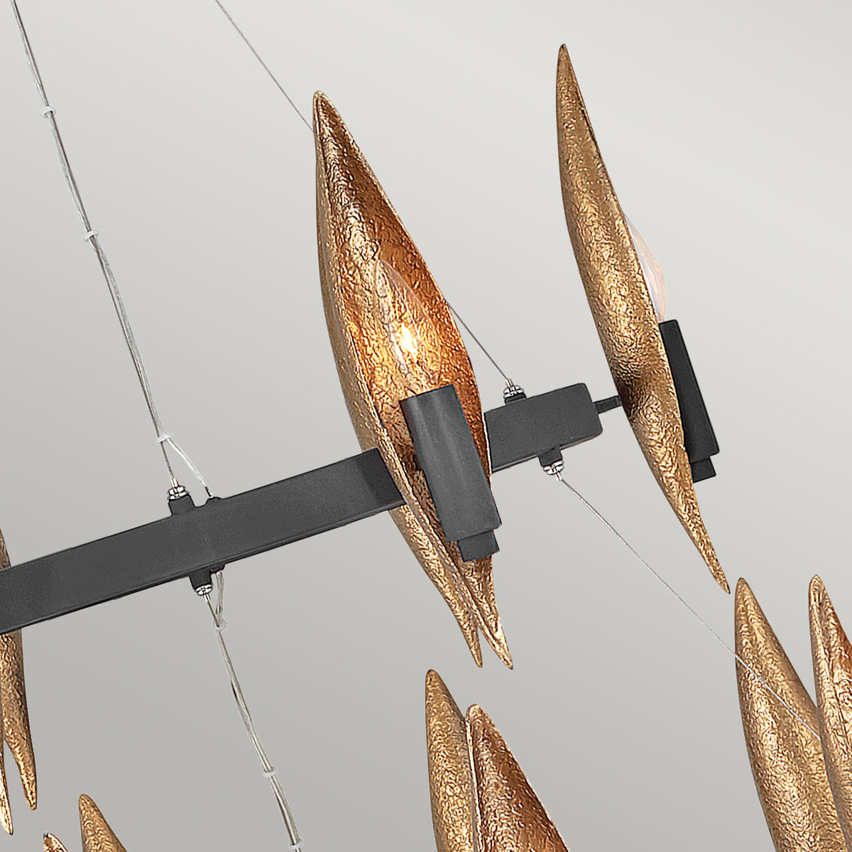 Quintiesse Willow 18 lt Chandelier, Carbon Black with Deluxe Gold Finish – from Amos Lighting + Home