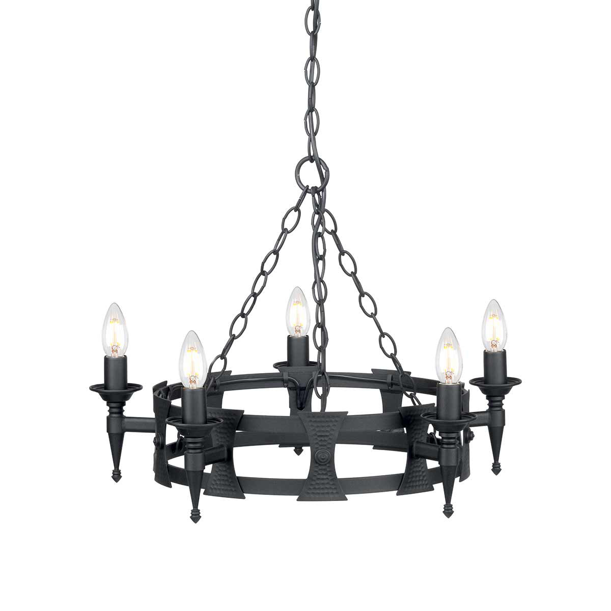 Elstead Saxon 5 Light Chandelier Black