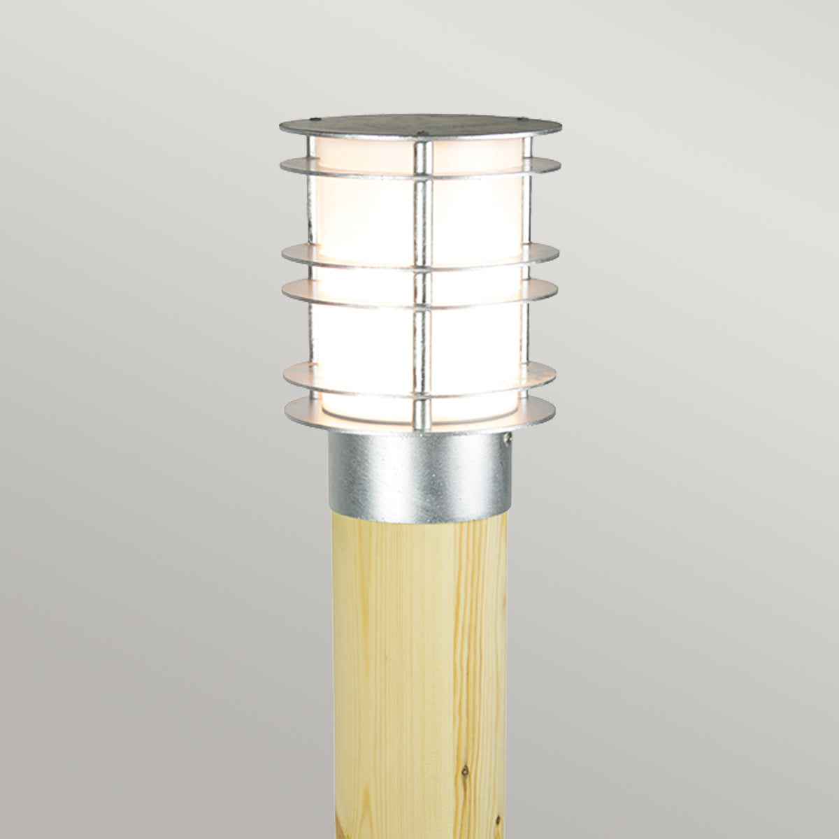 Norlys Stockholm Large Bollard Natural Wood & Galvanised