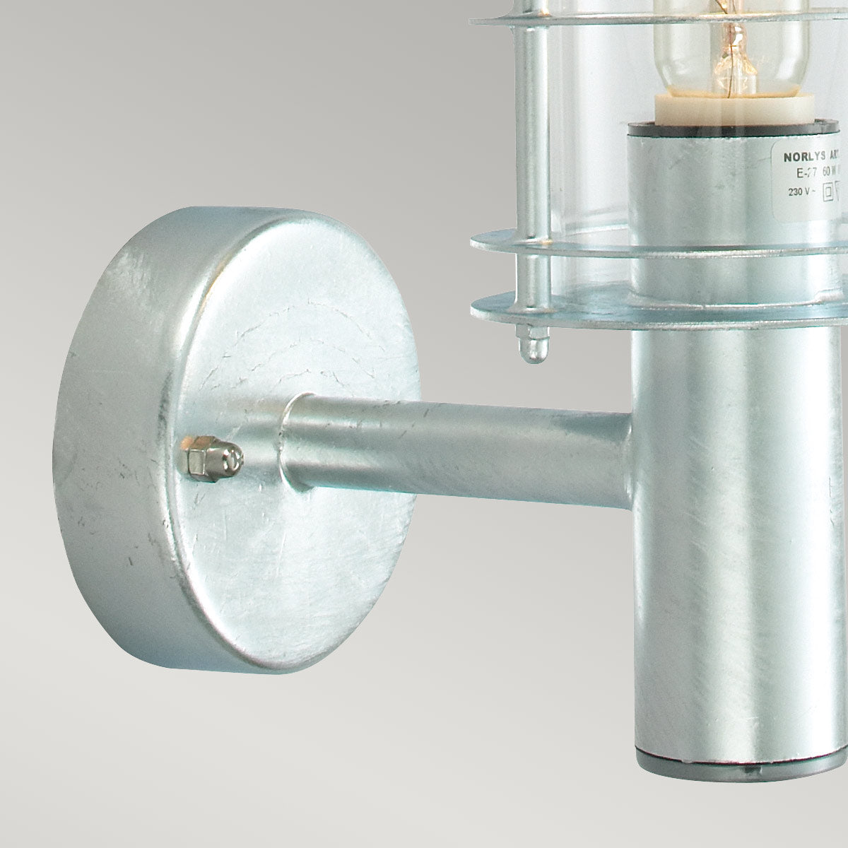 Norlys Stockholm 1 Light Wall Lantern - Galvanised